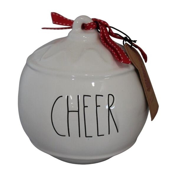 Rae Dunn Artisan Collection by Magenta White CHEER 5" Christmas Bulb Ornament - Picture 1 of 6